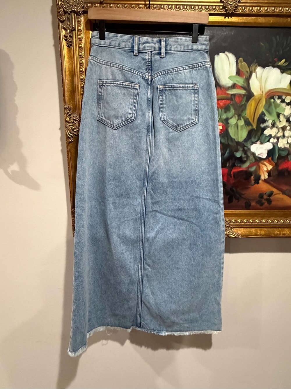 Pilcro Light Blue Denim Maxi Skirt with Front Slit - Picture 2 of 4